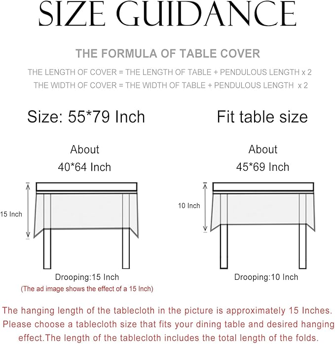 patdrea Designer Vintage Linen Long Rectangle Table Cloth,Floral Leaves Pattern Anti-Wrinkle Green Tablecloth,Decor Table Cover for Kitchen Dining Christmas,Party,Thanksgiving,55"x79"-Cecilia D