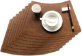 Leather Round Table Washable Placemats, Thick Faux Leather Heat Resistant Wedge Table Placemat, Waterproof Non-Slip Easy to Clean Place mat for Kitchen Coffee Dining Room Table Set of 14