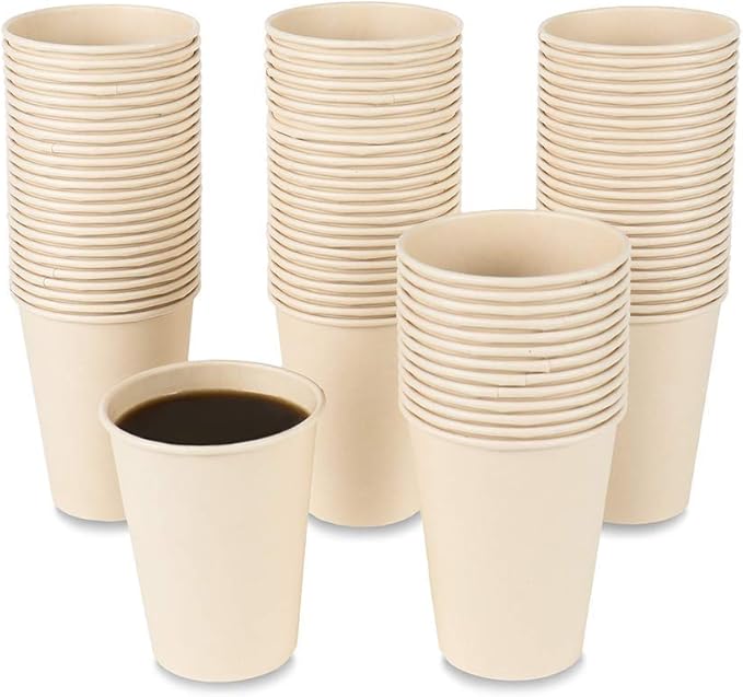 160 Count 15 oz Disposable Coffee Paper Cups, Plant Fiber Brown for Hot Drink