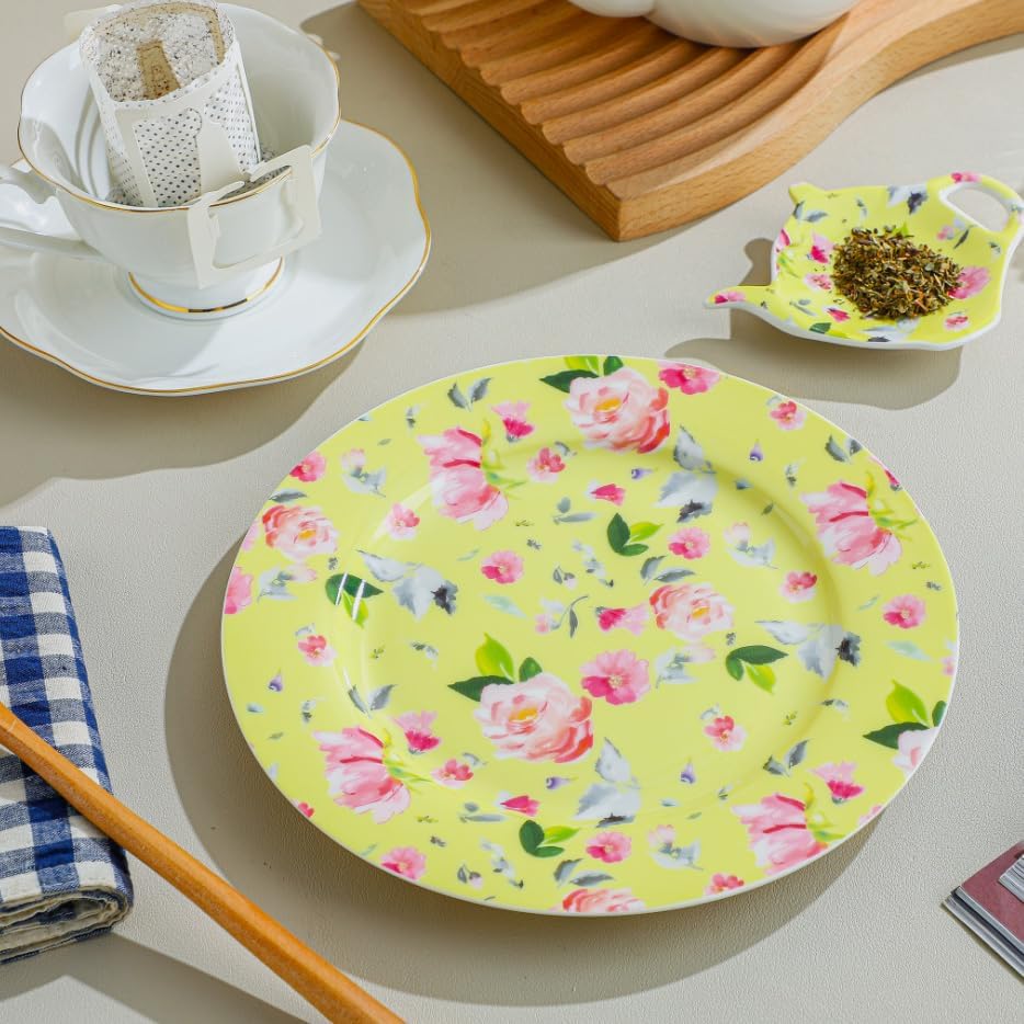 8" Porcelain Dessert Plates Set of 8, Floral Elegant Gift - Image 7