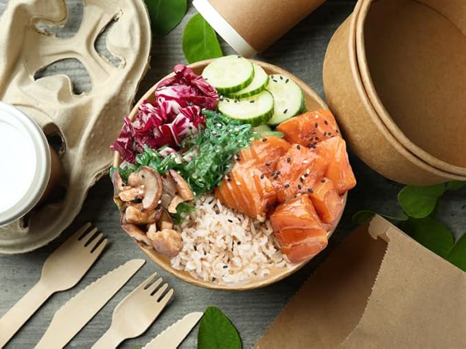 Ginkgo 90 Count 30 oz Extra Large Paper Bowls Leak Proof Disposable Hot Soup Bowls Bulk Large Salads Bowls, Heavy Duty Paper Bowls for Ice Cream, Hot Soup, Salad, Dessert, Cereals, Food
