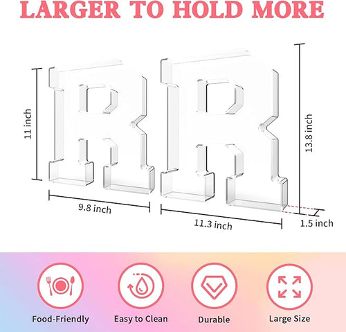 13.8" Acrylic Letter Charcuterie Tray, Charcuterie Letters Fillable Box for Food, Reusable Serving Cake Candy Dish Display Tray for Birthday Anniversary Party Decoration (Letter R)