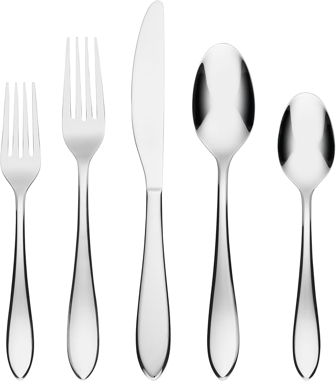 Cambridge Silverware Set, Delia Mirror 72-Piece Flatware Set, Service for 14, Made of 18/0 Stainless Steel, Dishwasher Safe, Knives Spoons and Forks, Home and Kitchen, Utensils Set (Silver, 72 Piece)