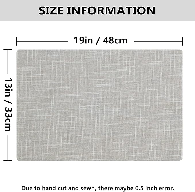 Kevin Textile Faux Linen Heat Resistant Placemats for Dining Table Set of 4, Easy to Clean Anti-Slip Place Mats, 13" x 19", Grey White