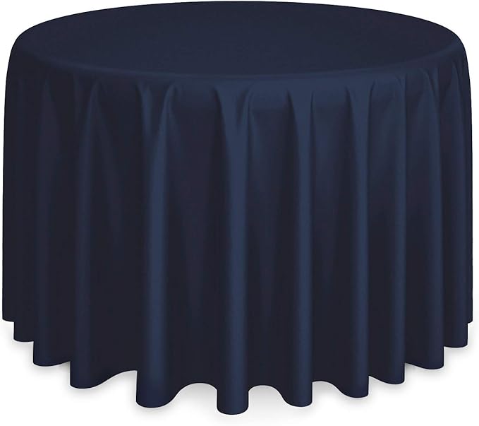 Lann's Linens - 108" Round Premium Tablecloth for Wedding/Banquet/Restaurant - Polyester Fabric Table Cloth - Navy Blue