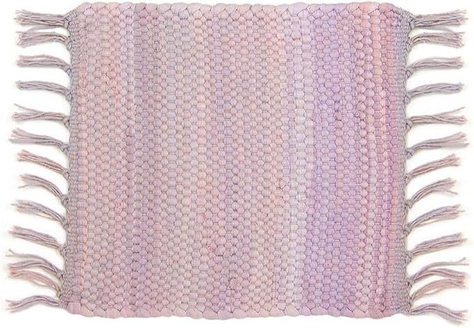 PILLOWPIA Handcrafted Chindi Rag Rug Hot Pad – 100% Cotton, Handwoven, Colorful & Eco-Friendly | Boho Kitchen Accessory for Table, Counter, or Serving Use - Lilac