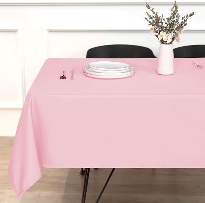 sancua Rectangle Tablecloth - 60 x 84 Inch - Stain and Wrinkle Resistant Washable Polyester Table Cloth, Decorative Fabric Table Cover for Dining Tables, Buffet Parties and Camping, Valentines Pink