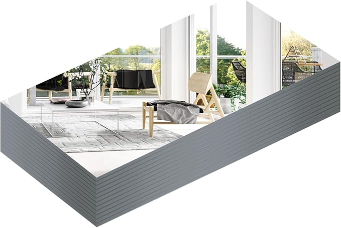 Glass Mirror Centerpieces for Tables, 12pcs 12"×5" Mirror Table Centerpieces with Non-Slip Foot, Glass Mirrors Centerpiece for Wedding Decoration, Parties, Christmas, 2mm Thick
