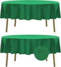 Fokitut 2 Pack Waterproof Round Tablecloth, 60 Inch, Stain Resistant and Wrinkle Polyester Table Cloth, Fabric Table Cover for Kitchen Dining, Wedding, Party, Holiday Dinner-Emerald