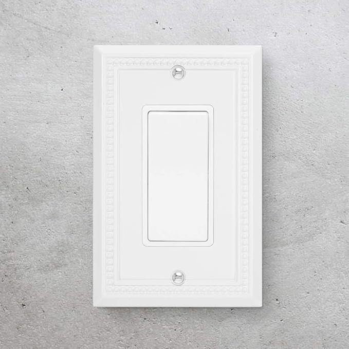Henne Bery Sunken Pearls Heavy Duty Decorative Wall Plate Switch Plate Outlet Cover (Single Decorator, 3 Pack, White)