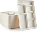Vplus 100% Compostable 6 Compartment Plates, 90 Pack Compartment Paper Plate, 12.5x8.6 inch Disposable School Lunch Trays, Eco-Friendly Bagasse Plates for School Lunch, Buffet, and Party