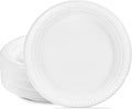 PLASTICPRO 200 PCS White Plastic Round 10'' Inch Plastic Plates Premium Quality Light Weight Disposable Plastic Dishes Dinner Plates for Parties Weddings
