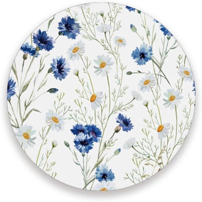 Coasters for Drinks Cup Coasters for Coffee Table Desk Cup Mat Cork Backing for Coasters Round Home Decor Daisy