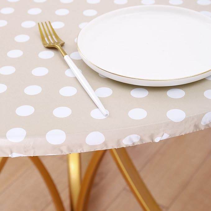 Walrus Round Vinyl Fitted Tablecloth with Flannel Backing Elastic Edge Design Table Cover Waterproof Oil-Proof PVC Table Cloth Stain-Resistant Best for 57"-66" Round