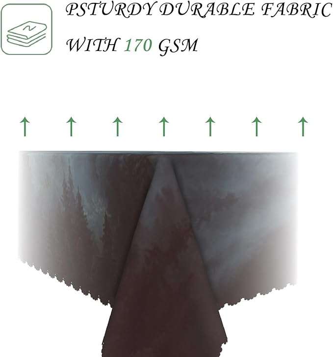60x84 Inch Nature Rectangular Tablecloth Misty Forest Mountain Table Cloth Waterproof Durable Table Cover for Holiday Picnic Dinner BBQ Decor