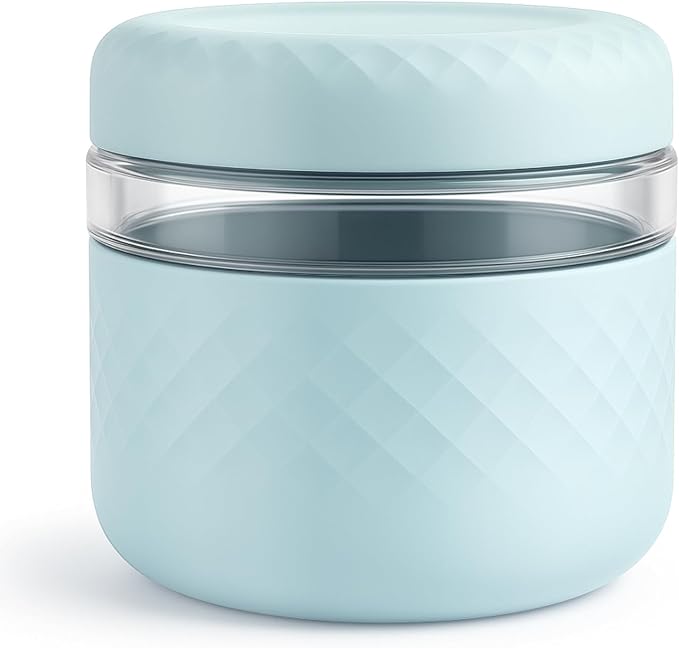 24 oz Glass Lunch Bowl Container with Lid | Leak & Spill Proof, BPA-Free, Microwave & Dishwasher Safe, Airtight Meal Prep & Food Storage Jar for Lunch, Salad, Soup, Overnight Oats, Stew, Yogurt