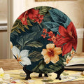 10 Inch Textile Tropical Nature Decorative Ceramic Plates with Display Stand Ideal for Household Wall Hanging and Decor DP-797099166