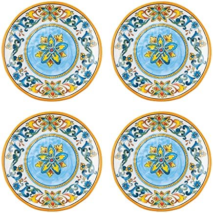 UP Chianti Melamine Round Dessert Plates, Small Serving Plates, for Appetizer, Snacks, and Side Dishes, Multicolor, 6 Inch, Set of 4 by UPware