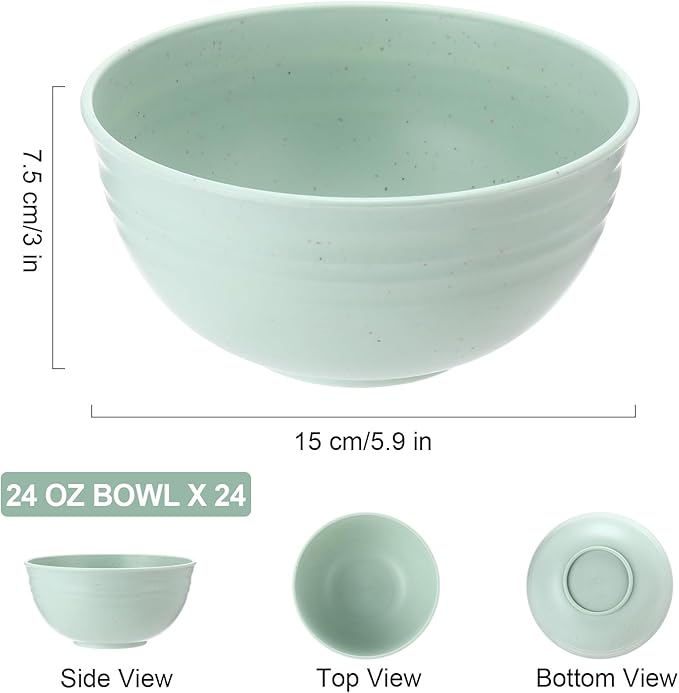 Eccliy 24 Pcs Wheat Straw Bowl Sets, Unbreakable Cereal Bowl 24 oz, Microwave and Dishwasher Safe Bowls for Cereal, Salad, Snack and Soup, Winter Style(Multicolor)