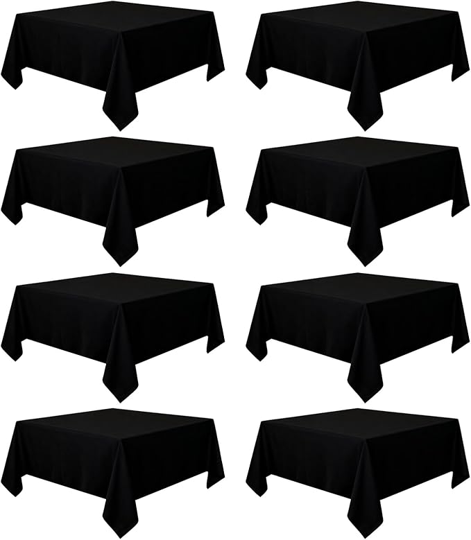 8 Pack Black Square Tablecloth 54x54 Washable Polyester Table Cloth for Square or Round Tables, Wrinkle Resistant Fabric Decorative Covers for Dining Party Banquet Buffet and Wedding