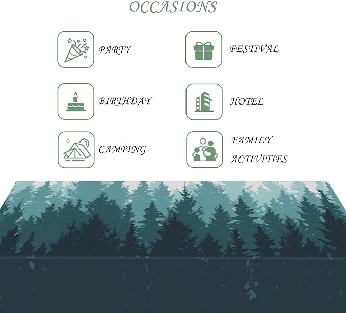 60x84 Inch Nature Rectangular Tablecloth Forest Silhouette Painting Table Cloth Waterproof Durable Table Cover for Picnic Indoor Gaming Room Decor