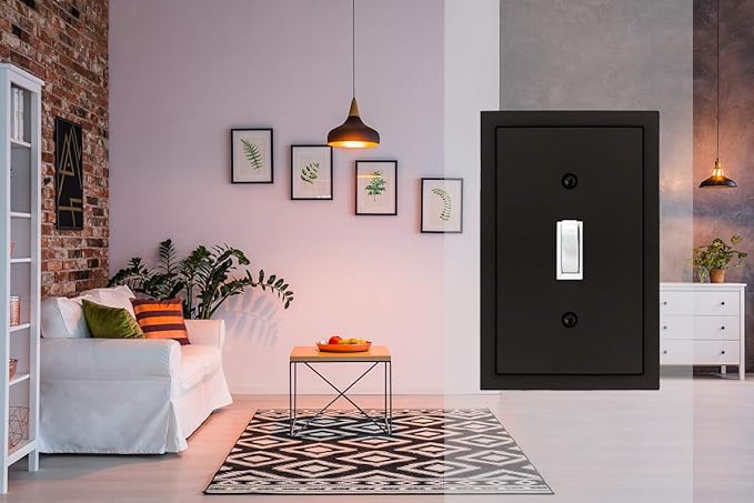 Modern Edge Decorative Wall Plate Switch Plate Outlet Cover, Durable Solid Zinc Alloy (Single Toggle 3PK, Matte Black)