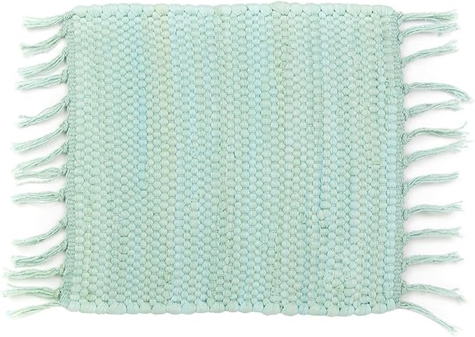 PILLOWPIA Handcrafted Chindi Rag Rug Hot Pad – 100% Cotton, Handwoven, Colorful & Eco-Friendly | Boho Kitchen Accessory for Table, Counter, or Serving Use - Aquatic