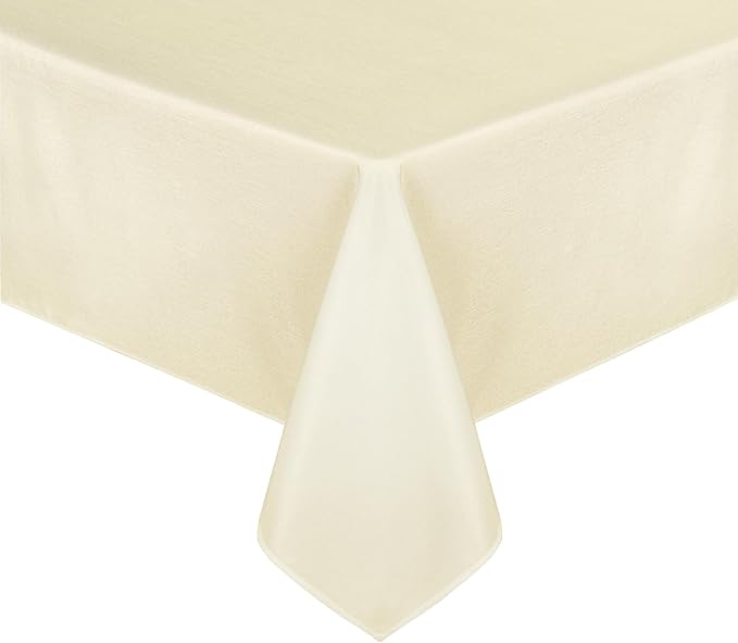 JIUZHEN Faux Linen Farmhouse Tablecloth Rectangular, Wrinkle Stain Resistant Table Cloth Rectangle Table Cover for Kitchen Dining, Champagne, 54 x 120 Inch