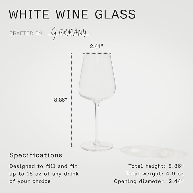 Made In Cookware - White Wine Glasses - Set of 4 - Dishwasher Safe - Crafted in Germany