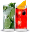 LEMONSODA Vintage Straight Line Highball Cocktail Drinking Glasses and Tumblers 10oz, 12oz (12 oz, Set of 2) [2072]