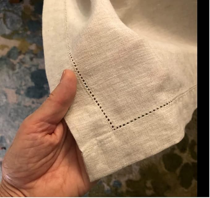 EVERLY Pure Linen Hemstitch Tablecloth,100% Stonewashed French Linen tablecloths for Kitchen Dining Rectangle Tables,60x108Inch Machine Washable Christmas Thanksgiving Organic Tablecloth-Natural Linen