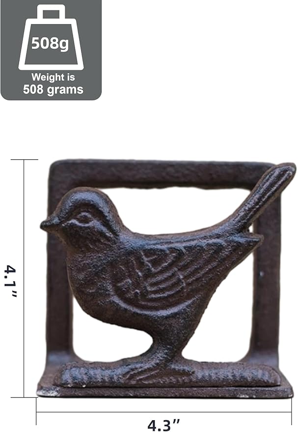 Exquisite Vintage Cast Iron Napkin Holder With Playful Standing Animal Motif - Elevate Elegance And Functionality In Your Table Setting (Birdie)