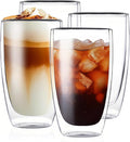 17oz Double Wall Glass Coffee Mugs Set of 4, Insulated Coffee Mug, Clear Borosilicate Glass Coffee Cups for Cappuccino, Tea, Lightweight and Microwave Safe