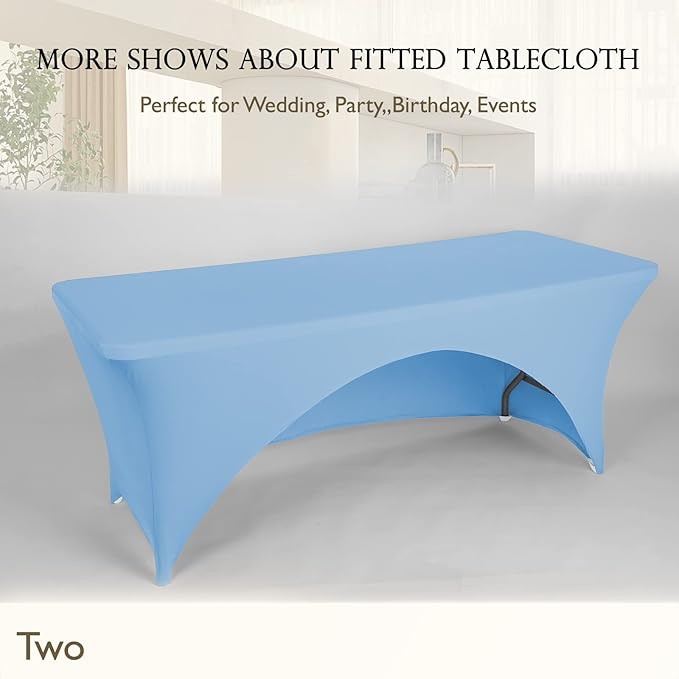 Spandex Table Cover 5 ft. Fitted Polyester Tablecloth Stretch Table Cover Table Topper Open Back - Lightblue