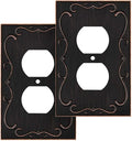 French Cabriole Decorative Wall Plate Switch Plate Outlet Cover (Single Duplex, 2 Pack, Aged Bronze)