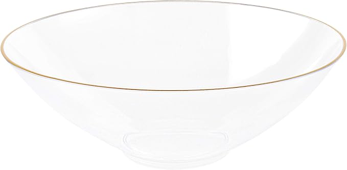 [16 OZ 40 Count] Clear Plastic Organic Design Party Soup bowls With Gold Rim Premium heavyweight Elegant Disposable Tableware Dishes