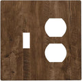 Light Switch Cover Plate Brown Rustic Wood Grain Farmhouse 2 Gang Decorative Switch Plates 1 Toggle Duplex Combo Outlet Covers GFCI Wall Plates for Cabin Bedroom Decor