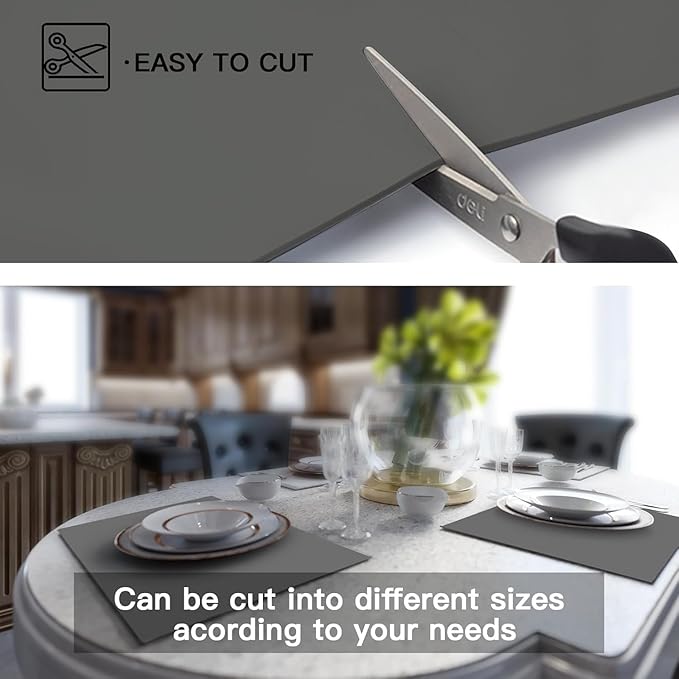2MM Thick Silicone Countertop Mat, 31.5"x 23.6" Silicone Mats for Kitchen Counter, Nonslip Heat Resistant Mat, Large Kitchen Counter Mats, Waterproof Countertop Protector, Dark Gray