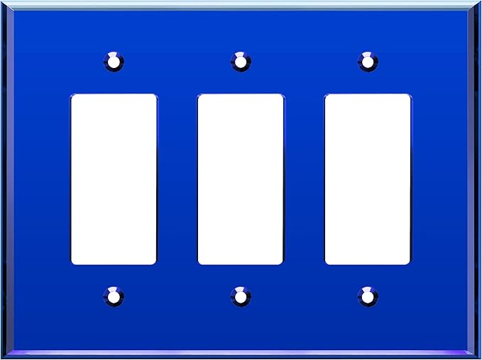 LIDER Reflective Acrylic Decorator Wall Plate, Mirrored Light Switch Plate, Plexiglass Outlet Cover, Acrylic Glass, Oversized 3-Gang 5.25" x 7.06", LWP-33O-ABL, Blue