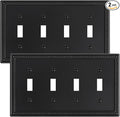 2-Pack Quad Toggle Light Switch Cover Plate, 4 Gang Metal Switch Plate Covers, Black Pearls Decorative Wall Plate, Corrosion Resistant