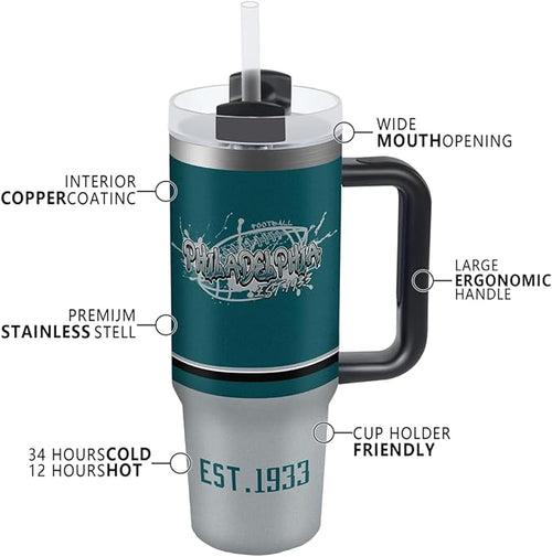 30 oz Tumbler with Handle and Straw,Car cup,Coffee Mug,100% Leakproof Insulated Tumbler with Lid and Straw,Made of Stainless Steel,Cup Holder Friendly Base,Classic Collection Gifts for Fans