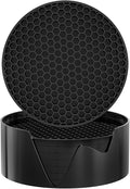 Silicone Coasters [8 Pack] with Holders Drink Coasters, for Hot or Cold Drinks Thickened, Non-Slip, Non-Stick (Black)