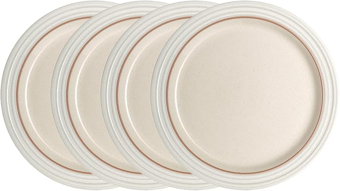 Denby - Heritage Atrium Dinner Plates Set of 4-10.8in Natural Style Ceramic Stoneware Tableware - Dishwasher & Microwave Safe - Scratch Resistant - Large Dinnerware, Lunch Plates For Everyday Use