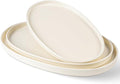 theterra Ceramic Serving Platter, 15.6"/14.4"/12.2" Oval Serving Dishes for Entertaining, Oven Safe, Microwave Safe, Serving Plates Set of 3 for Wedding, Party, Turkey, Beige