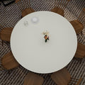 Round Table Pad, 1.8mm Thick, 30 Inch Diameter, Leather Table Cover and Protector for Dining Table Top (White+White)