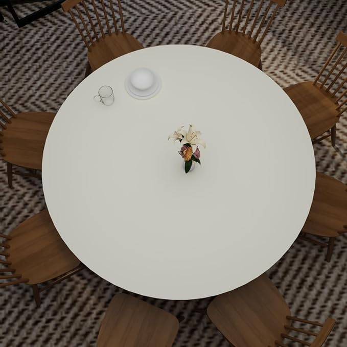 Round Table Pad, 1.8mm Thick, 30 Inch Diameter, Leather Table Cover and Protector for Dining Table Top (White+White)