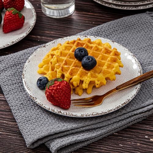 Farmhouse Melamine 6 Inch Appetizer plate, Small Serving Dinnerware/Snack/Party/Kitchen/Dinner/Dessert Plates, Set of 8, White - Image 2