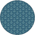 Round Edge Closing Tablecloth, Nautical Elastic Edged Tablecloth, Anchors Maritime Theme Decor, Fit Round Tables 28inch Diameter, for Restaurant Picnic Indoor and Outdoor Use, Petrol Blue Beige