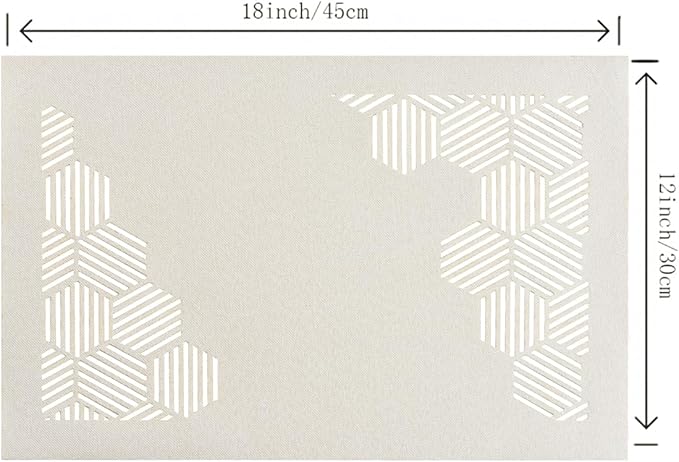 Cloth Placemats Set of 6 for Dining Table, Decorative Placemats with Hollow Design Table Cloth Set, Table Mats for Dining Table 12"x18" Cream
