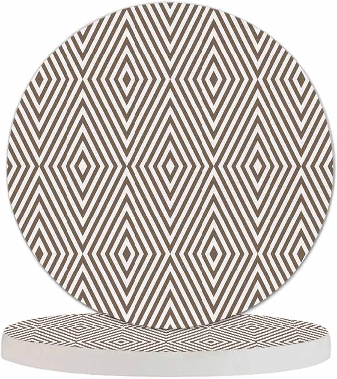 Rhombuses Stripes Anti Slip Coasters Diagonal Lines Chevron Delicate Striped Texture Cups Place Mats for Table Home Decor 4 Inches Living Room Kitchen Coffee Table,2 Pcs